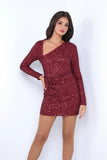 Kia Sequin Mini Dress Burgundy