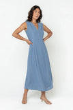 Noah Midi Dress in Blue
