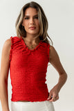 Jordana Textured Tank in Red