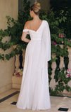VENUS GOWN OFF WHITE ONE SHOULDER CHIFFON DRESS