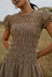 Opal Gingham Maxi Dress in Brown