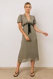 Selah Lace Trim Midi Dress in Sage FINAL SALE