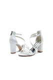 Open Toe Flower Ankle Strap Chunky Heels With Lace