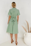 Bennett Collared Dress in Sage FINAL SALE