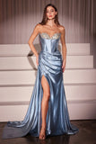 Regina Gown Micro Crystal Strapless Satin Gown