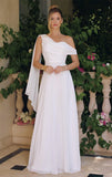 VENUS GOWN OFF WHITE ONE SHOULDER CHIFFON DRESS