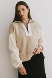 Zeya Half Zip Sweatshirt in Tan FINAL SALE