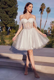 OLIVIA MINI DRESS OFF THE SHOULDER EMBELLISHED A LINE SHORT DRESS