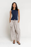 Colleen Striped Baggy Pants in Natural
