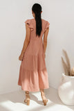 Rain Smocked Midi Dress in Peach FINAL SALE