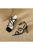 Strappy Open Toe Ankle Buckle Stiletto High Heels