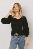 Yara Button Down Top in Black