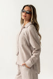 Conner Striped Button Down Top in Mocha
