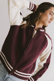 Sebastian Knit Jacket in Burgundy FINAL SALE