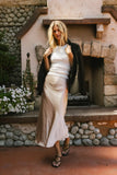 Lovinia Satin Midi Skirt in Champagne FINAL SALE