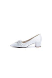 Satin Pointed Toe Slip on Party Shoes With Crystal
