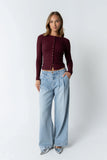 Mia Button Up Top in Burgundy
