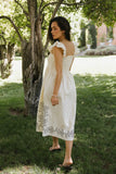 Lane Embroidered Midi Dress in Cream