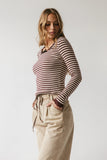 Kiya Striped Top in Burgundy FINAL SALE