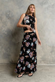 Eden Floral Midi Skirt in Black