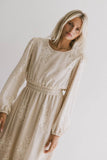 Andee Embroidered Midi Dress in Champagne FINAL SALE