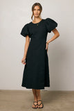 Henry Textured Midi Dress in Black