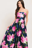 LUNA FLORA NAVY MAXI DRESS FINAL SALE