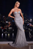 Maddox Gown Silver STRAPLESS GLITTER EMBELLISHED GOWN