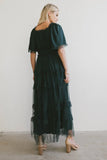 Eugena Ruffled Maxi Dress in Hunter Green FINAL SALE
