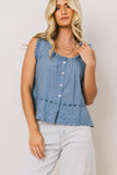 Dorian Embroidered Blouse in Denim FINAL SALE