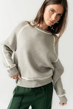 Kenna Contrast Sweater in Heather Grey