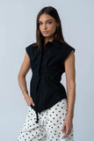 Remi Pleated Button Up in Black