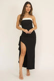 Amanda Black White Strapless Maxi Dress