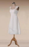 Straps Empire Waist Sheath Tea Length Chiffon Wedding Dress
