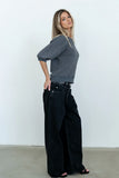 Marrel Textured Top in Charcoal FINAL SALE