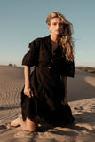 Eleanor Eyelet Lace Midi Dress in Black