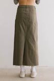 Rylie Denim Maxi Skirt in Olive FINAL SALE