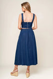 SIMPLY THE VIBE DENIM CROP TOP SKIRT SET