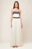 MEET AT THE PIER CREAM RIC RAC TRIM WIDE LEG JUMPSUIT