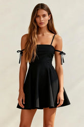 Simple A Line Spaghetti Straps Little Black Dress