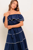 BUTTERCREAM DREAM NAVY MIDI DRESS