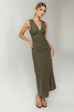 Hailey Lace Trim Maxi Dress in Olive FINAL SALE