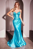ALICE GOWN GLITTER DUSTED FITTED STRETCH SATIN DRESS