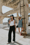 Emily Striped Wide Leg Pants in Navy