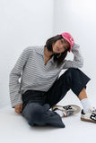 Kateri Striped Top in Heather Grey