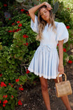 Odette Ric Rac Mini Dress in Blue FINAL SALE