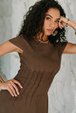 Carolina Pleated Maxi Dress in Brown