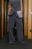 Carrie Pleated Trousers in Long Charcoal