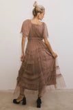 Eugena Ruffled Maxi Dress in Mocha FINAL SALE