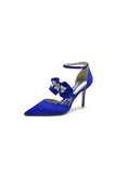 Cocktail Pointed Toe Crystal Buckle Strap High Heels